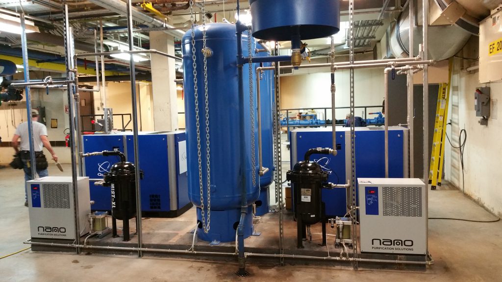 Nano purification system can benefit your compressed air system. Here two Nano products work alongside a compressed air system working seamlessly.