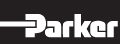 Parker logo. White letters of the company are on a black background.