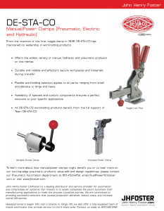 Images of black and red Destaco manual clamps. The best technology for holding objects in place.