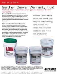 Gardner Denver Warranty Fluid depicted above in AEON gallons can provide you with protection for your investment.