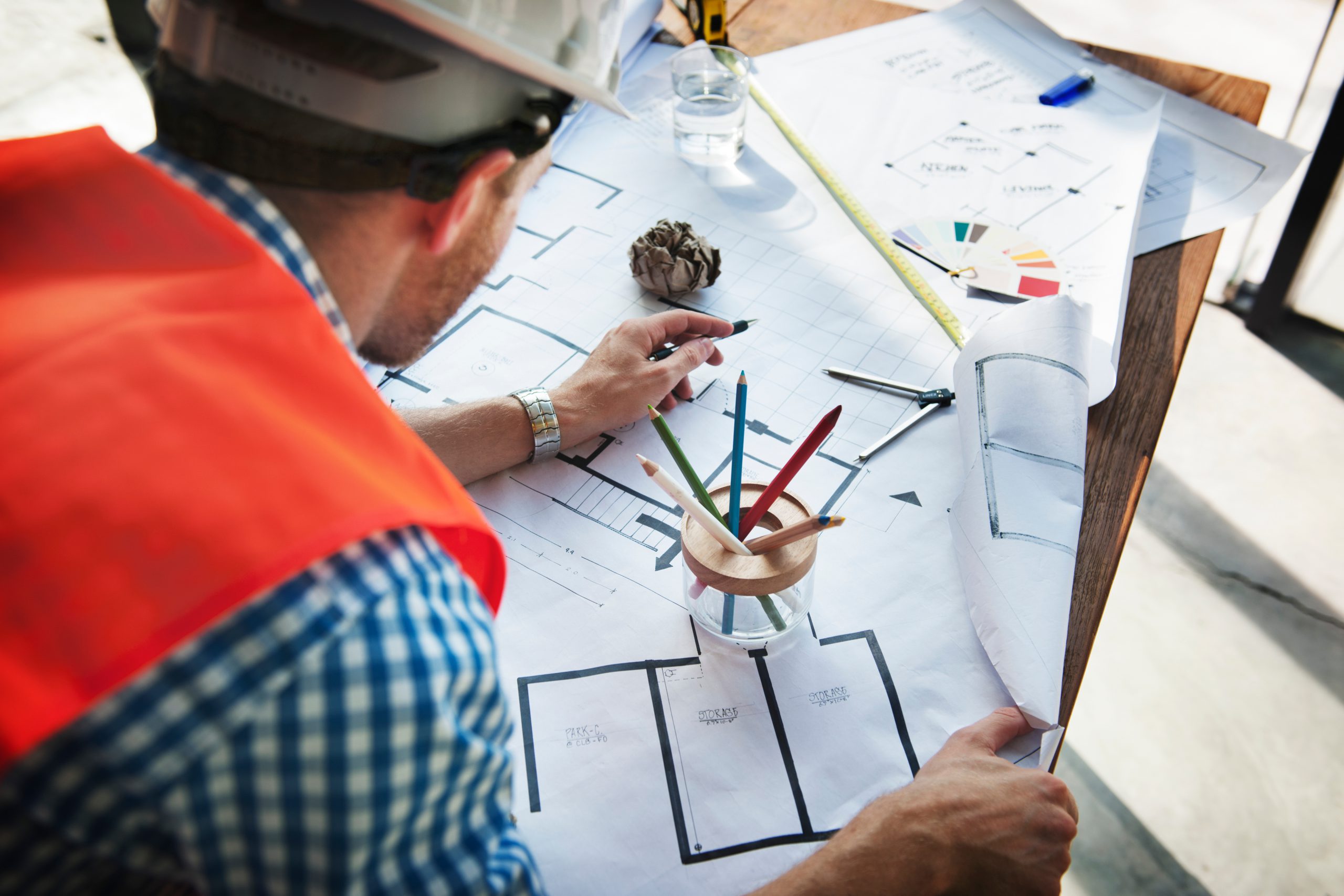 man working on a project
