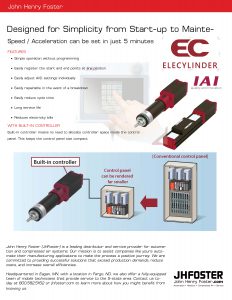 The IAI EC Elecylinder offers the best efficiency for and speed for your electrical system.