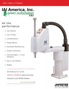 JHFOSTER graphic shows partnership with IAI America. IAI America provides cost effective solutions, reliability, easy to use software, greater productivity, among other benefits.