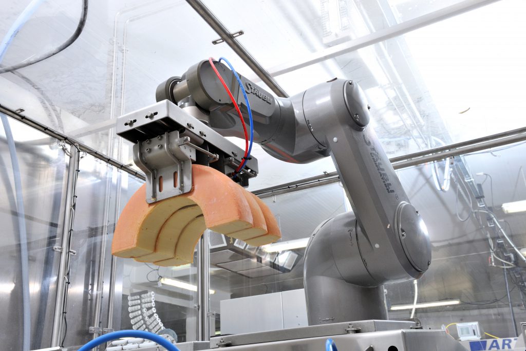 A Staubli robot help to increase productivity within the food industry.