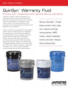The QuinSyn Warranty Fluid offers ways to protect your investment with genuine Quincy lubricant.