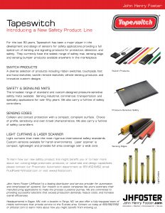 JHFoster offers new safety solutions with Tapeswitch partnership.
