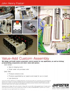 JHFoster designs and build custom pneumatic control panels for any application, as well as kitting/preassembling components and other value-add options