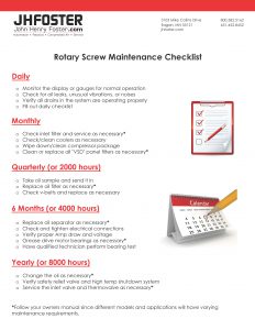 Rotary Screw JHFOSTER-Maintenance-Checklist-2019
