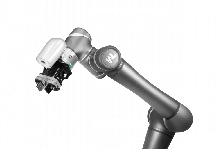 Techman Robot featuring a gripper able to perform many manufacturing tasks.