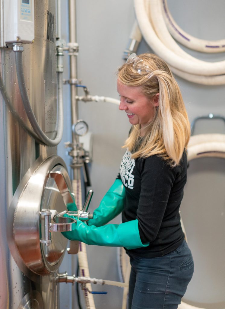 Woman working at a Craft Brewery