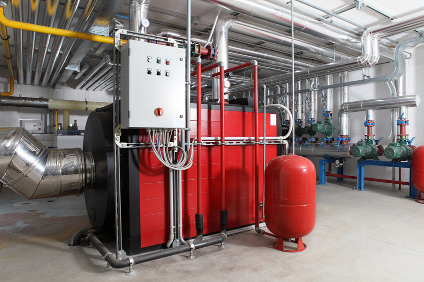 Industrial Air Compressor System in boiler room